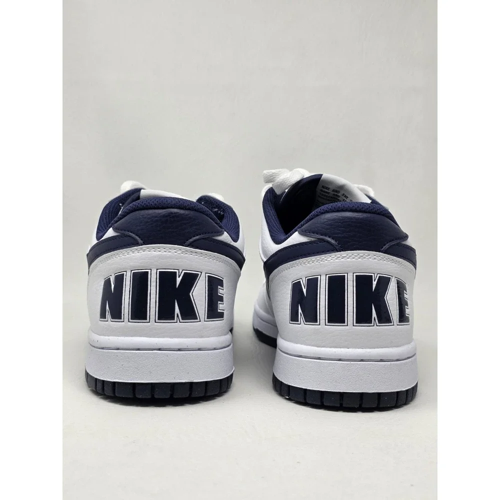 Nike Big Nike Low Size 11.5 Mens White Midnight Navy Basketball 355152-140 New